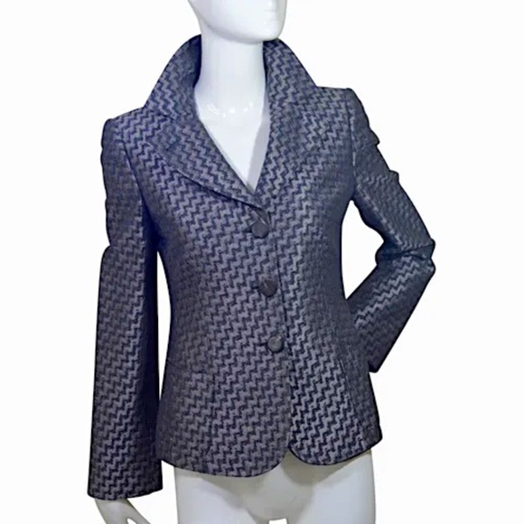 Armani Collezioni Grey/Brown Powerhouse ZigZag Jacket Made in Italy 🇮🇹 - Picture 6 of 16